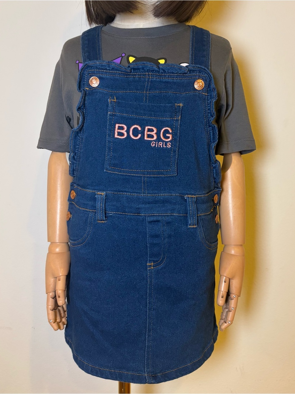 BCBG Girls Denim Pinafore Overall Dress Size 6